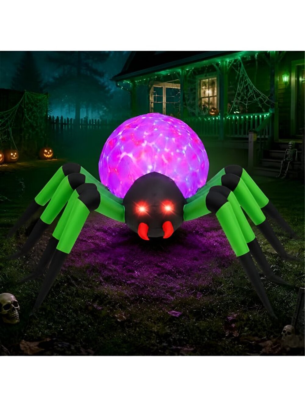 SUNNINO 10FT Giant Halloween Inflatable Spider with LED Lights